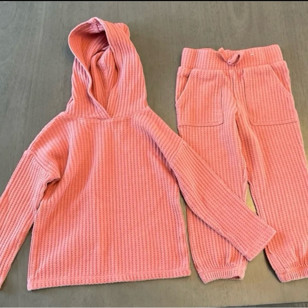 Pink Hooded Sweater and Pants Set